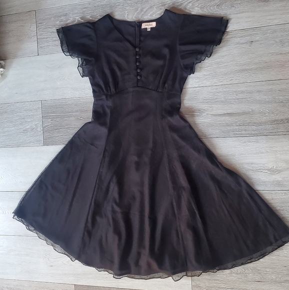 Unique Vintage Black Mesh Mariah Swing Dress - Picture 4 of 9